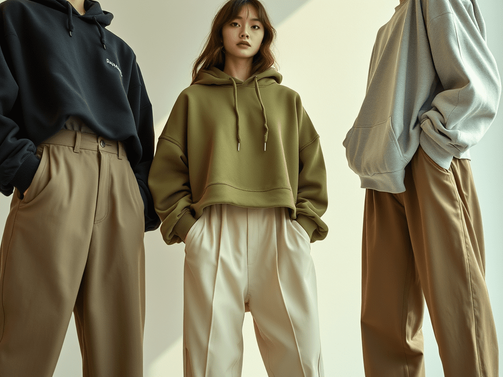 Streetwear fashion trends 2026 structured oversized outfit in neutral tones